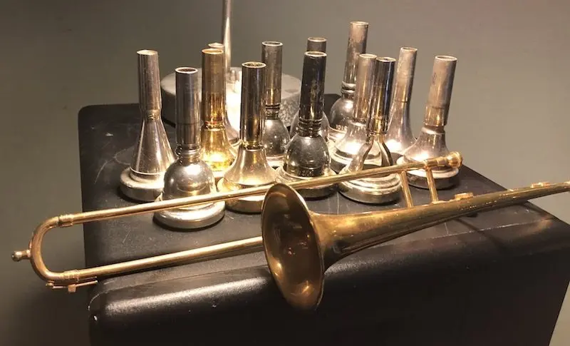Small random selection of trombone mouthpieces from unintentional collection