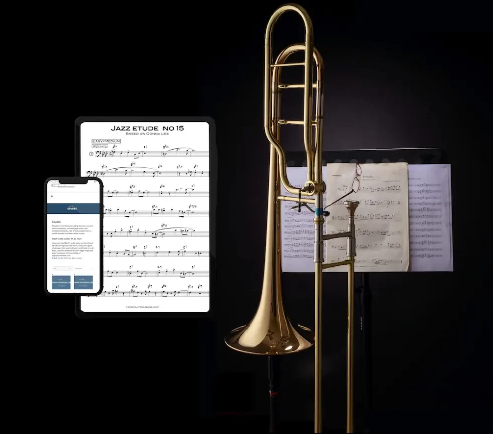 Print trombone sheet music or read on iPad